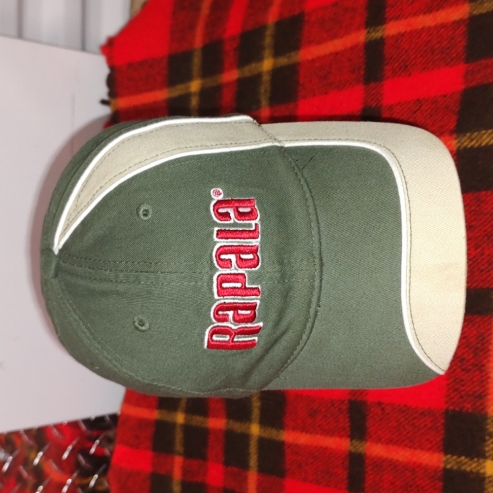 Rapala Embroidered Logo Distressed Strap-on Fishing Hat Cap Green Beige